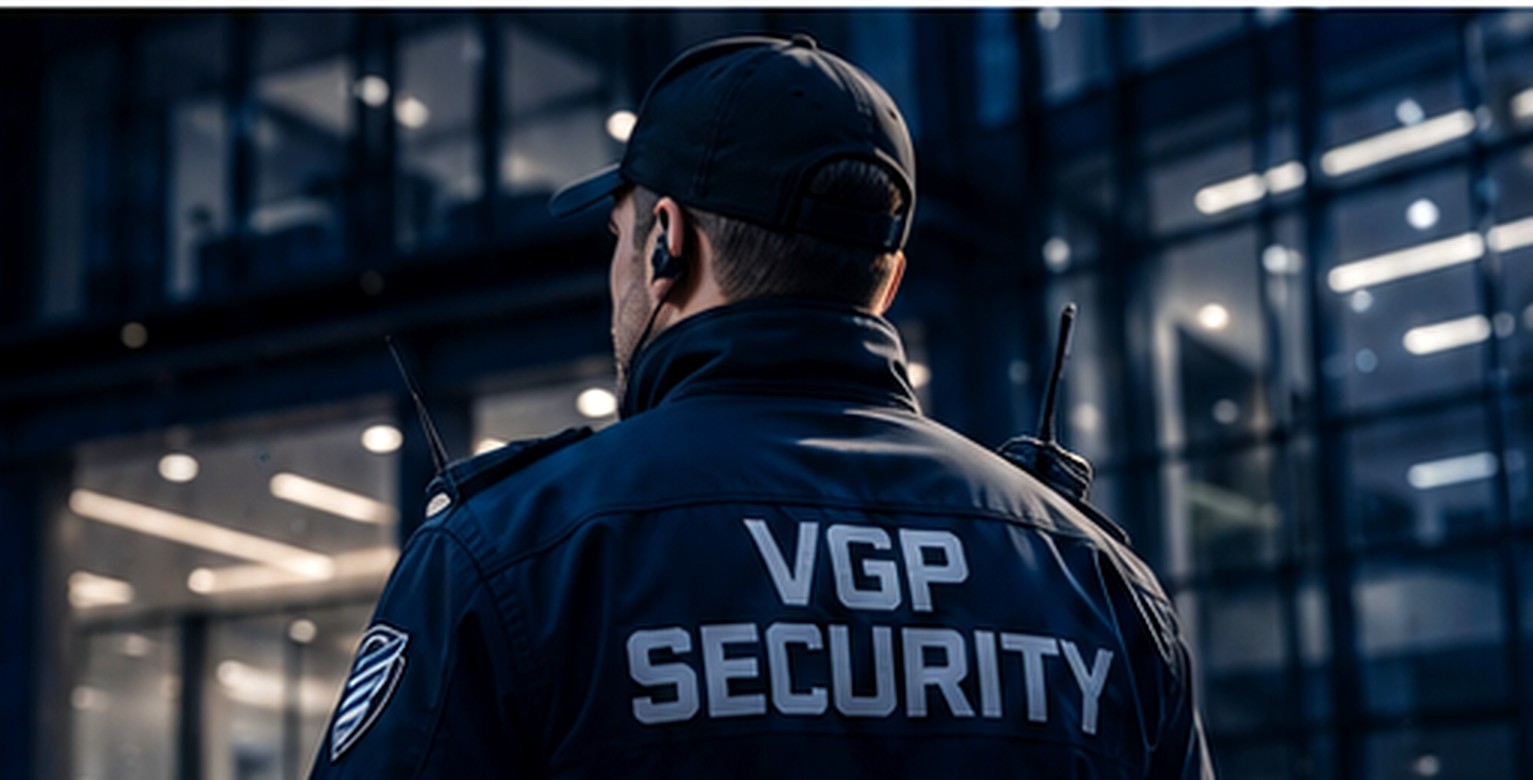 Security officer monitoring a commercial environment